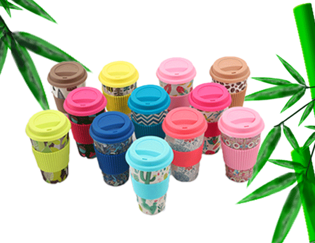 Reusable bamboo fibre coffee cup