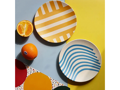 Luxury Household Eco-friendly Dish Dinnerware Reusable Service Bamboo Fiber Melamine Kids Dinner Plate for Home 2025