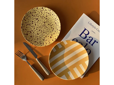 Bamboo Fiber Bulk Round Melamine Plastic Dinner Plates Own Design Plates