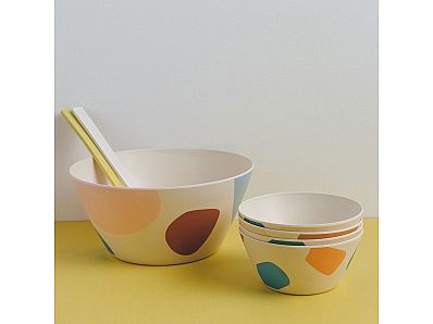 Small Round Biodegradable Bamboo Fiber Salad Bowl