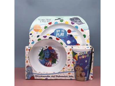 Custom Logo 100% Natural BPA Free PP 3 Pieces Plate and Cup Wholesale Plastic Children Dinnerware Sets