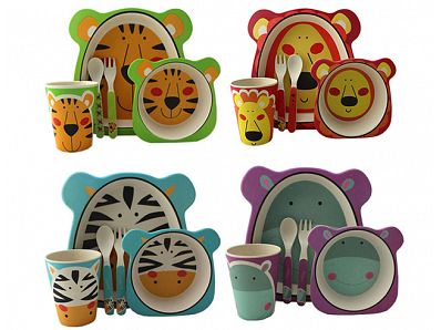 Bamboo fiber kid baby dinner plate set biodegradable and eco friendly bamboo fiber kids dinner set