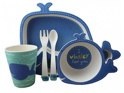 Biodegradable bamboo fibre 5pcs kids dinner sets