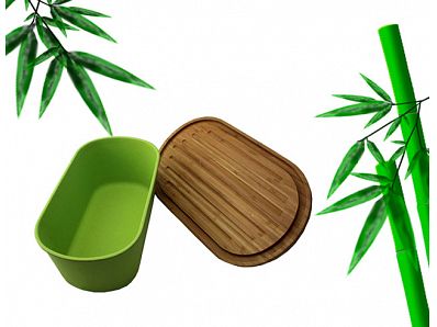 Eco friendly bamboo fiber bread box with bamboo lid