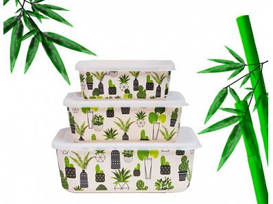 Eco friendly biodegradable bamboo fiber material food container with pe lid