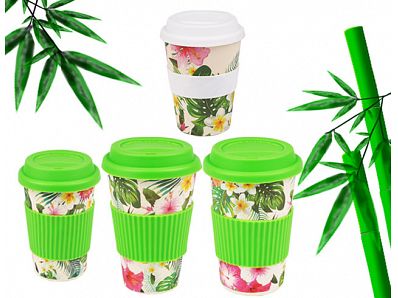 Custom logo reusable biodegradable bamboo fiber cup with silicon lid