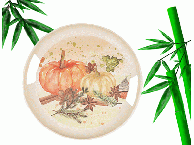 BPA free round shape big size tray for waiter eco- friendly bamboo fiber tray