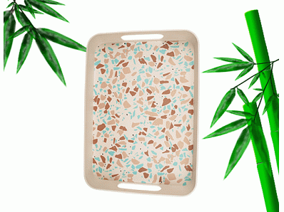 Chinese supplier biodegradable bamboo fiber custom printed serving tray