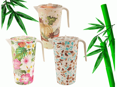 Hot sale biodegradable recyclable bamboo fiber pitcher with lid