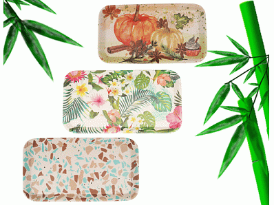Bamboo fiber food serving tray cheap bamboo serving trays