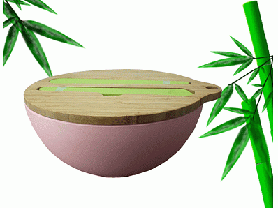 Wholesale natural bio bamboo fiber bowl with bamboo lid large salad bowl set