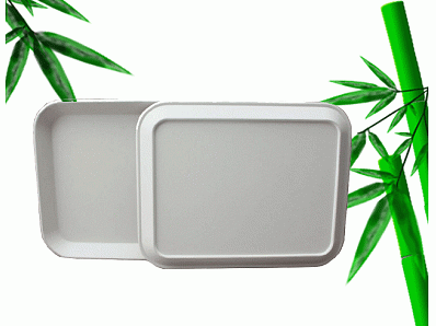 Bamboo fiber rectangle serving food tray for home use
