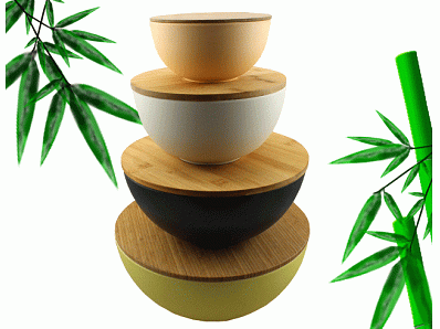 Bio-degradable bamboo fiber dinnerware 4 pcs salad bowl set