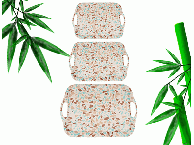Bamboo fiber reusable dinner tray set customize printing 2020 new design restaurant tray