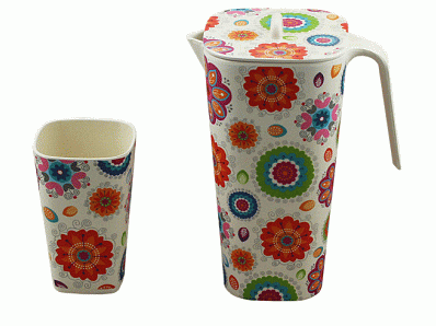 Eco biodegradable bamboo fiber water kettle pot milk frothing pitcher