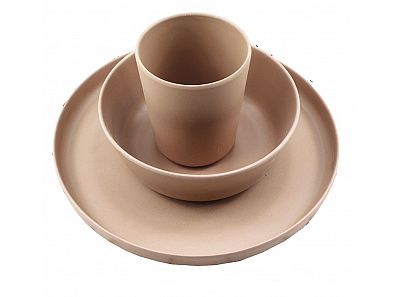 Recycled Plastic rPET Kids Dinnerware Set Includes Plate, Bowl, Tumbler and Utensil Tableware 5 Piece Set, Non-BPA